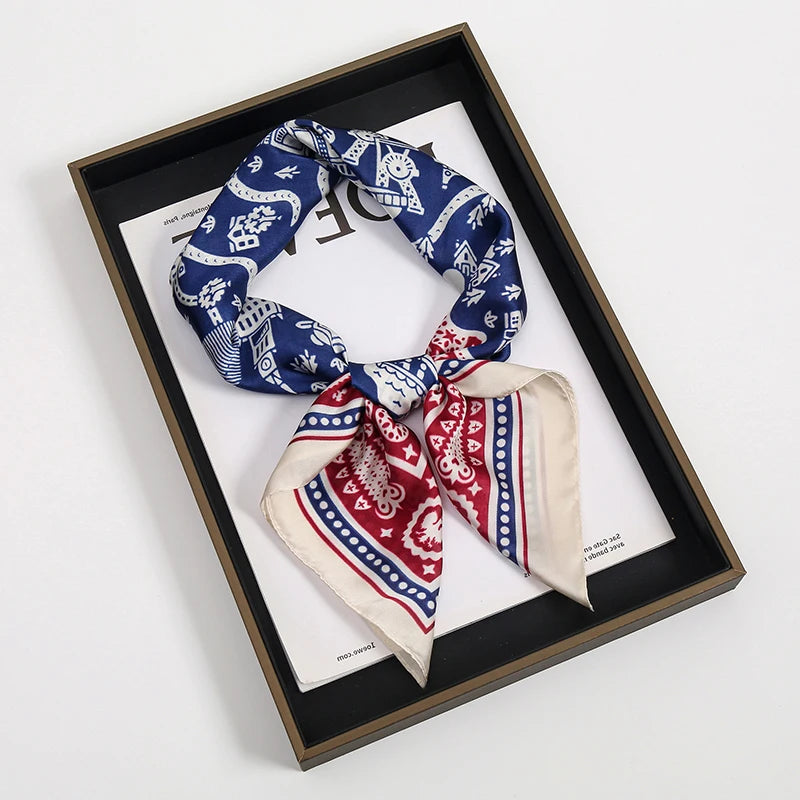 Luxury Square Silk Scarf With Satin Fashion Hijab Hairband Design Style
