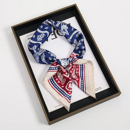 Luxury Square Silk Scarf With Satin Fashion Hijab Hairband Design Style