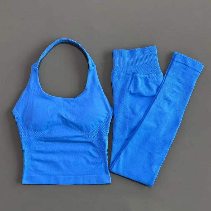 Women Yoga Sportswear Set With Gym Leggings And Fitness Top