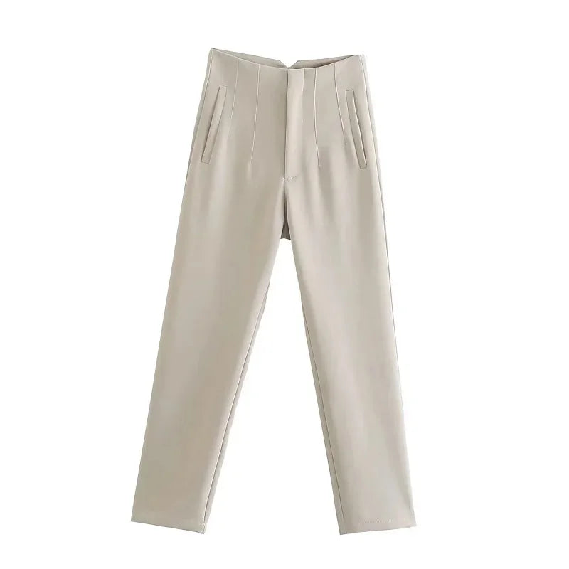 Women's High Waist Formal Pants With Elegant Office Fashion Style Design