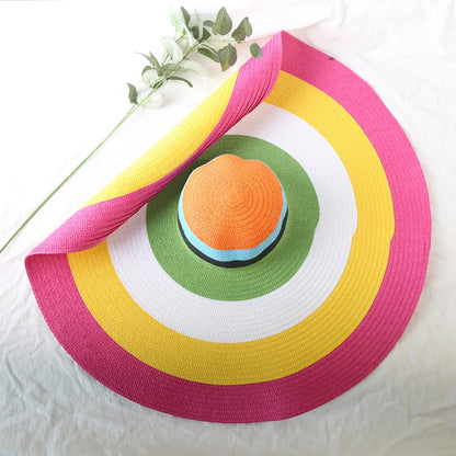 Women's Oversized Straw Sun Hat With Wide Brim UV Protection Design