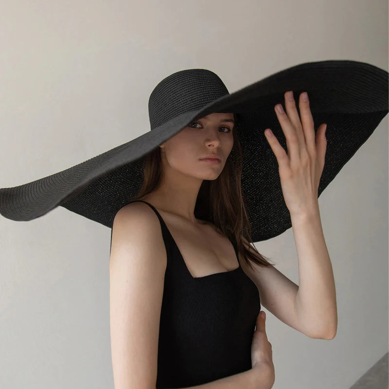 Women's Oversized Straw Sun Hat With Wide Brim UV Protection Design
