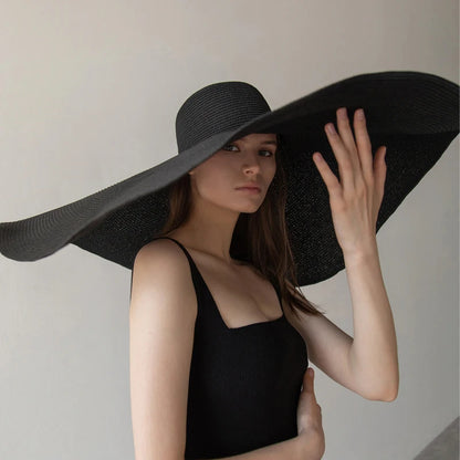 Women's Oversized Straw Sun Hat With Wide Brim UV Protection Design