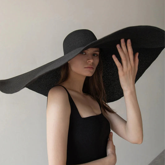 Women's Oversized Straw Sun Hat With Wide Brim UV Protection Design