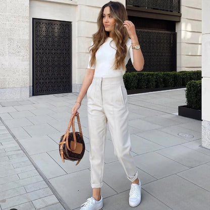 Women's High Waist Office Pants With Formal Pencil Trouser Fashion Style