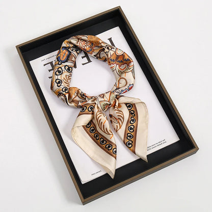 Luxury Square Silk Scarf With Satin Fashion Hijab Hairband Design Style