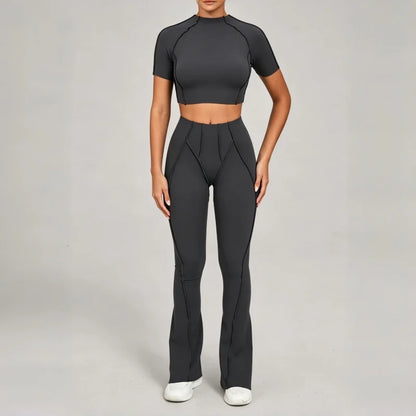 Seamless Yoga Fitness Set With High Waist Leggings And Backless Bra
