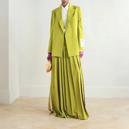 Women's Stylish Green Blazer Jacket With Loose Luxury Fashion Design Style