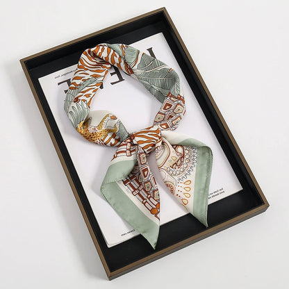 Luxury Square Silk Scarf With Satin Fashion Hijab Hairband Design Style