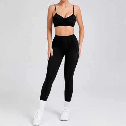 Seamless Yoga Fitness Set With High Waist Leggings And Backless Bra