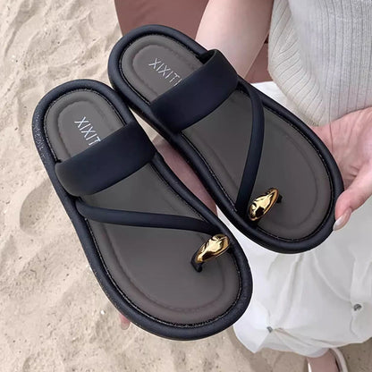 Women Summer Flip Flops With Non Slip Outdoor Beach Slide Comfort