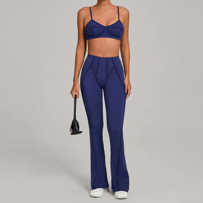 Seamless Yoga Fitness Set With High Waist Leggings And Backless Bra