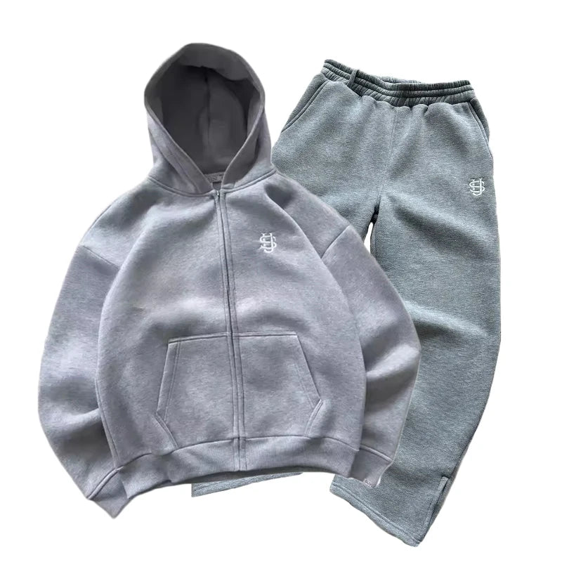 Mens Streetwear Hoodie Set With Embroidered Sweatpants