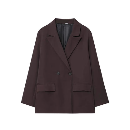 Women's Double Breasted Blazer With Elegant Minimalist Office Fashion Style Design
