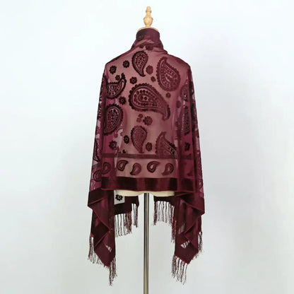 Women's Floral Lace Silk Scarf With Elegant Gradient Fashion Design Style