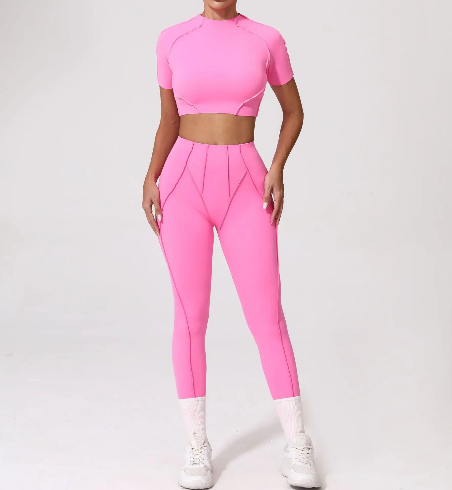 Seamless Yoga Fitness Set With High Waist Leggings And Backless Bra