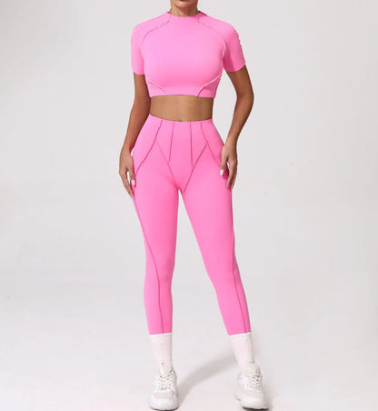 Seamless Yoga Fitness Set With High Waist Leggings And Backless Bra