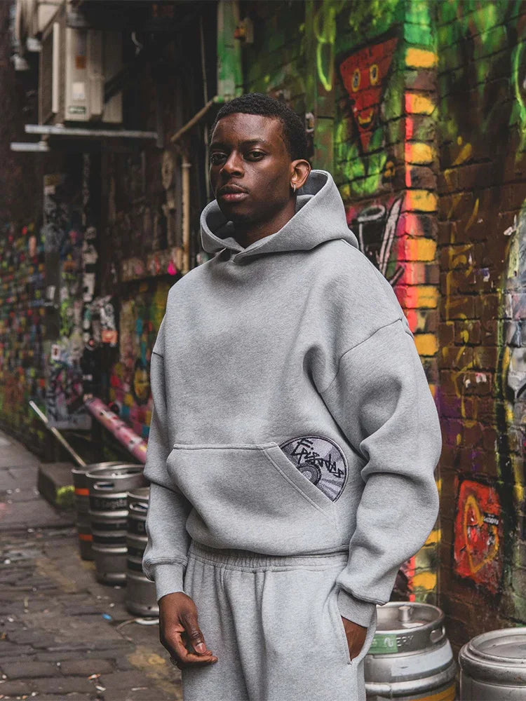 Retro Streetwear Hoodie Sweatpants Set For Men