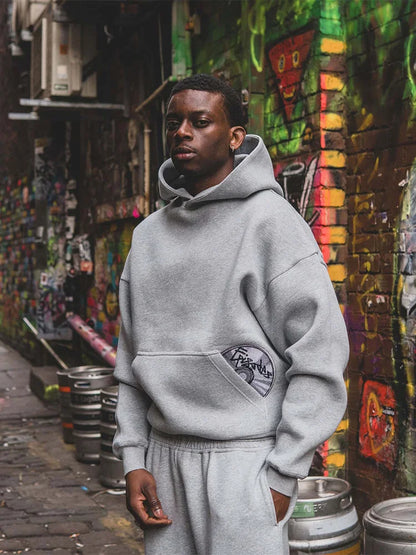 Retro Streetwear Hoodie Sweatpants Set For Men