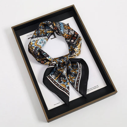 Luxury Square Silk Scarf With Satin Fashion Hijab Hairband Design Style