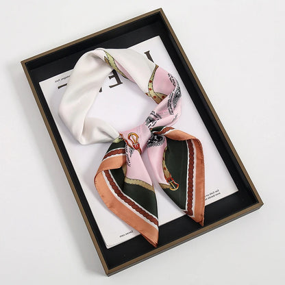 Luxury Square Silk Scarf With Satin Fashion Hijab Hairband Design Style