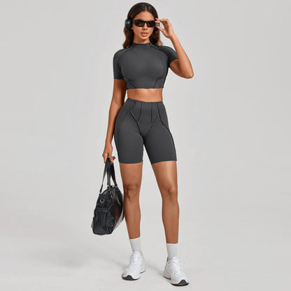 Seamless Yoga Fitness Set With High Waist Leggings And Backless Bra