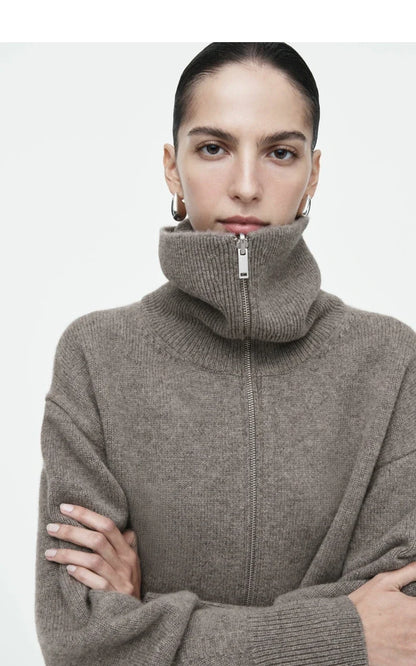 Women's Knitted Pilot Jacket With Waist Cinching Casual Fashion Style Design