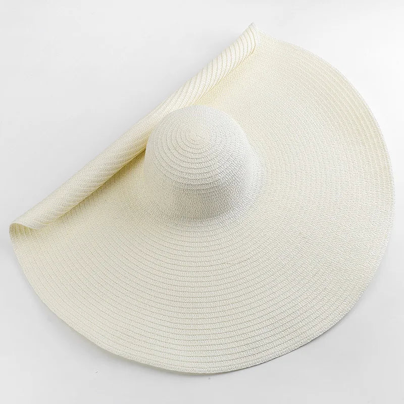 Women's Oversized Straw Sun Hat With Wide Brim UV Protection Design