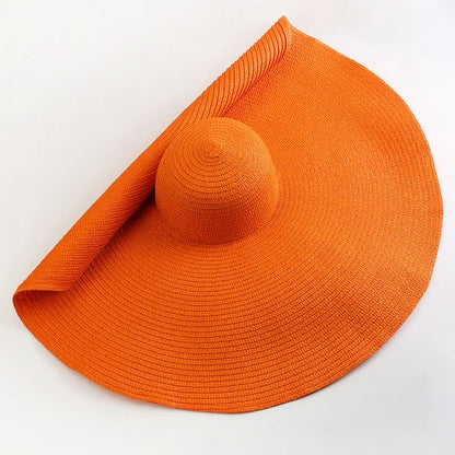 Women's Oversized Straw Sun Hat With Wide Brim UV Protection Design