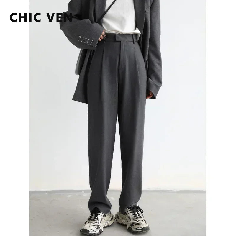 Women's Casual Wide Leg Suit Pants With Straight Office Fashion Style