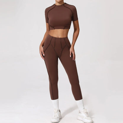 Seamless Yoga Fitness Set With High Waist Leggings And Backless Bra