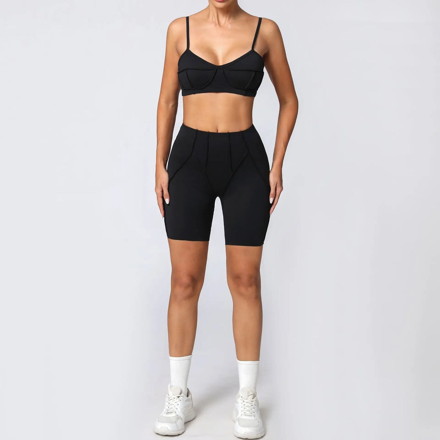 Seamless Yoga Fitness Set With High Waist Leggings And Backless Bra